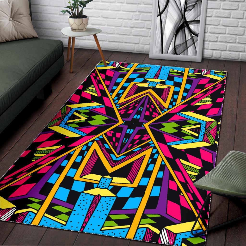 Ethnic Psychedelic Trippy Print Area Rug GearFrost