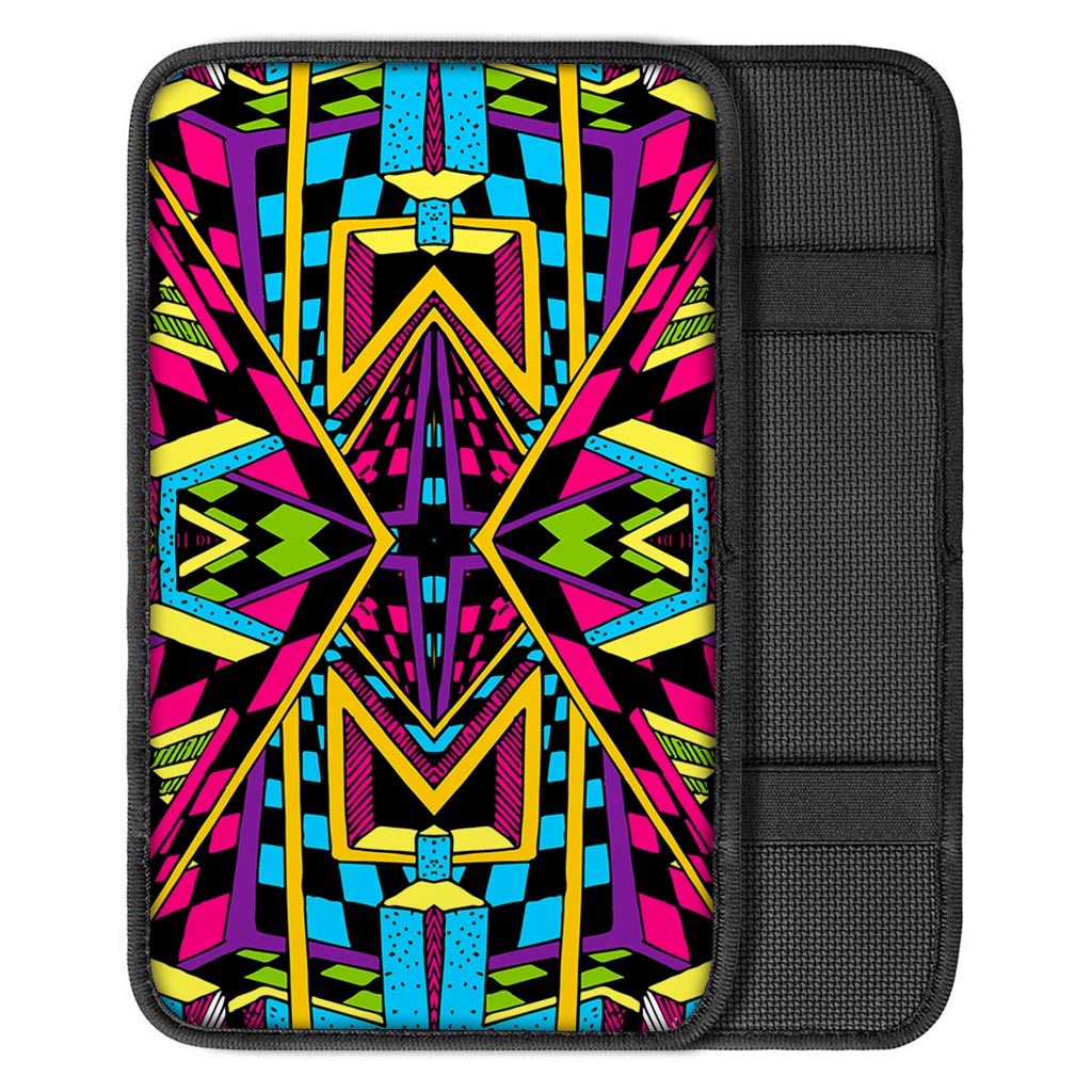 Ethnic Psychedelic Trippy Print Car Center Console Cover