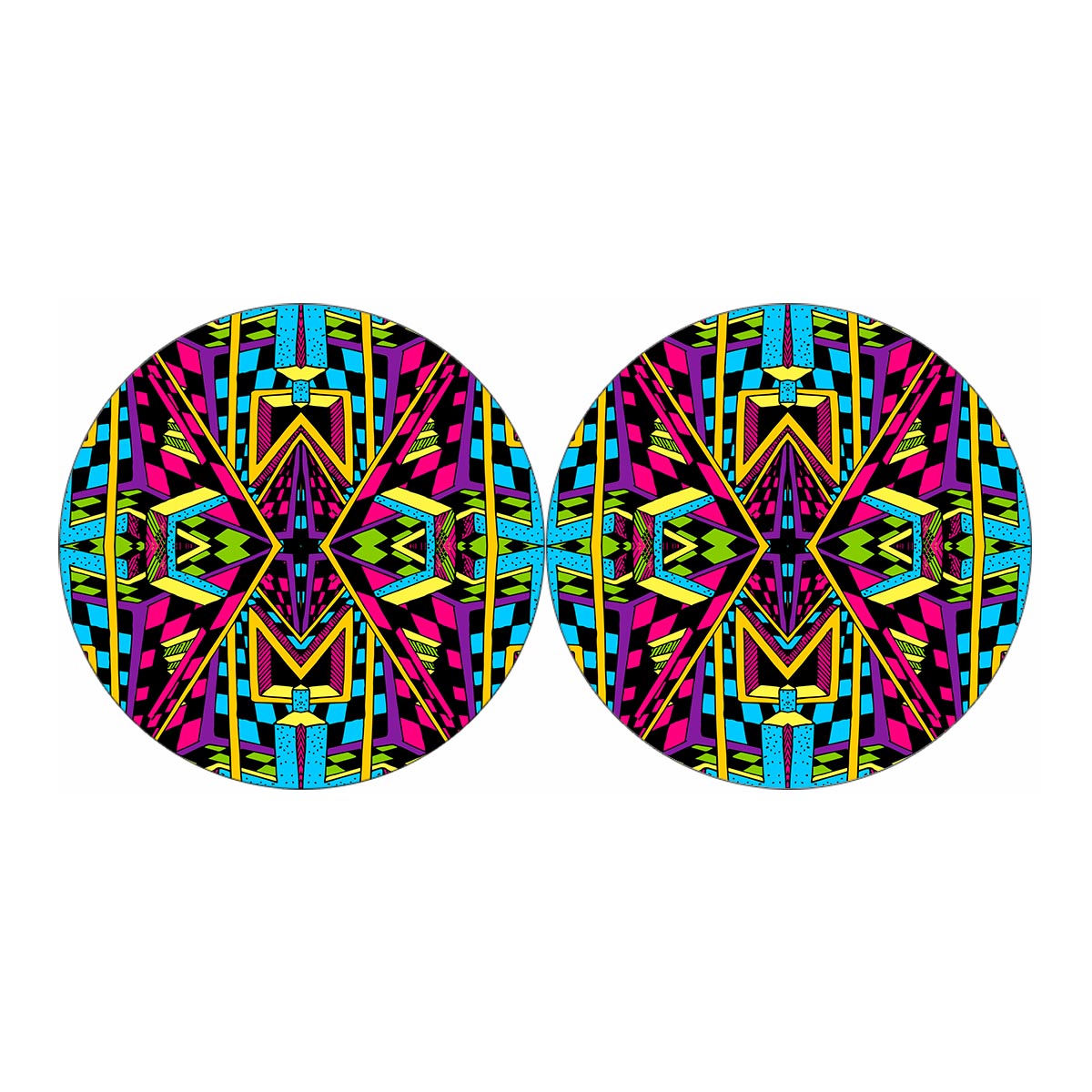 Ethnic Psychedelic Trippy Print Car Coasters