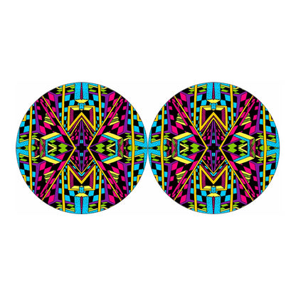 Ethnic Psychedelic Trippy Print Car Coasters