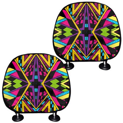 Ethnic Psychedelic Trippy Print Car Headrest Covers