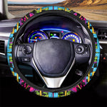 Ethnic Psychedelic Trippy Print Car Steering Wheel Cover