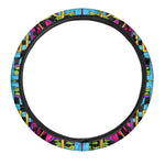 Ethnic Psychedelic Trippy Print Car Steering Wheel Cover