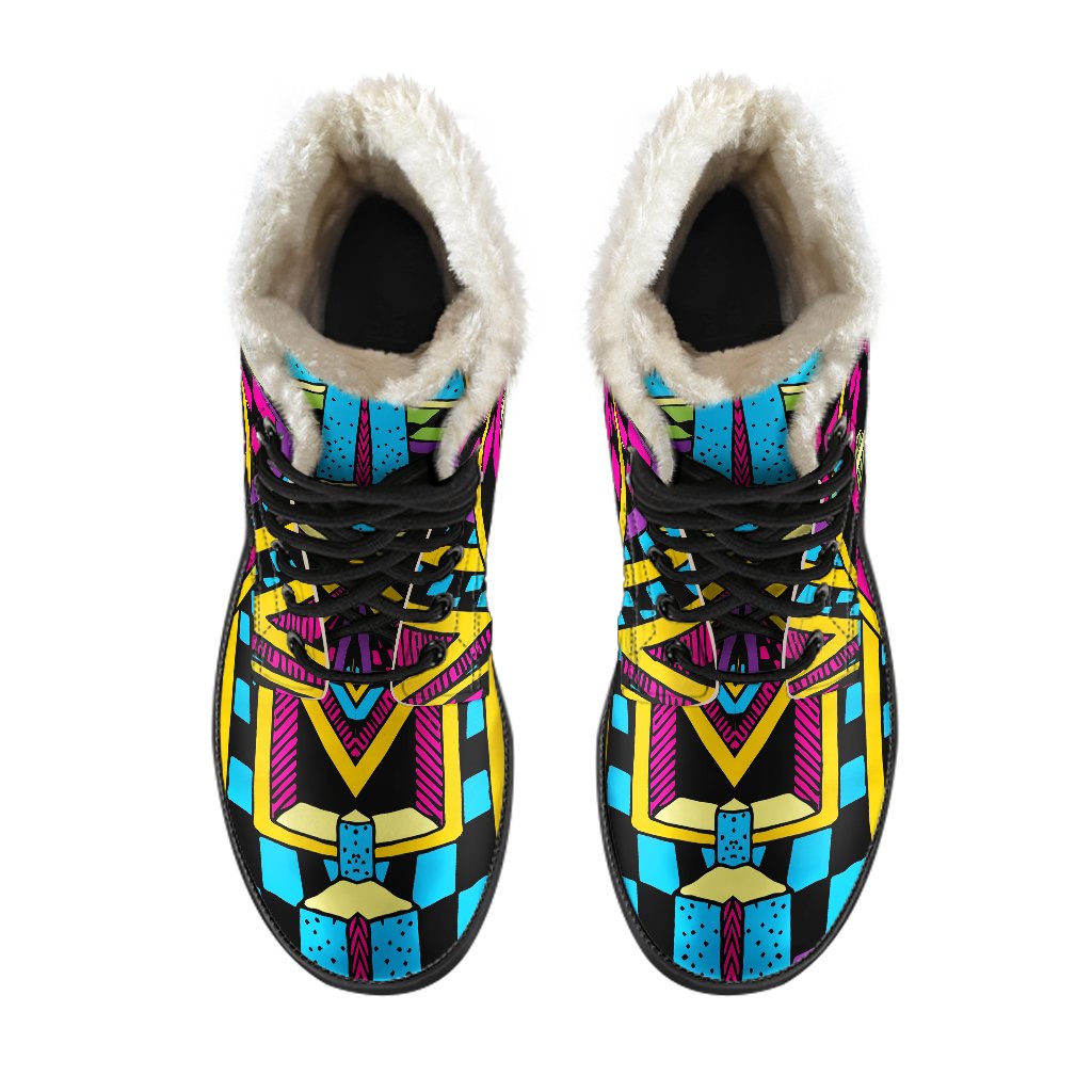 Ethnic Psychedelic Trippy Print Comfy Boots GearFrost