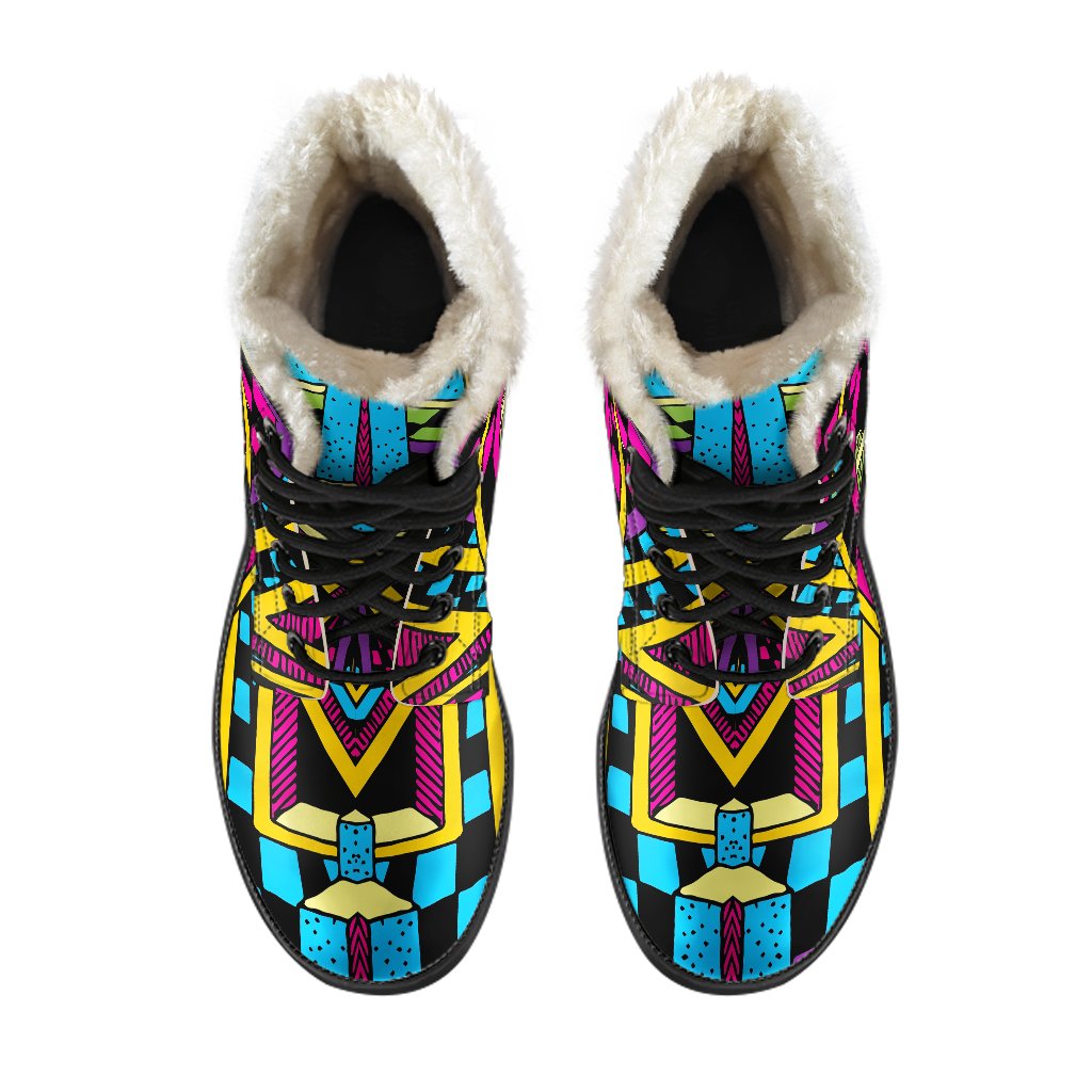 Ethnic Psychedelic Trippy Print Comfy Boots GearFrost