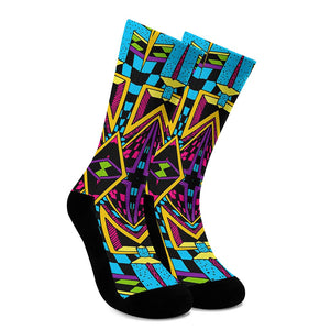 Ethnic Psychedelic Trippy Print Crew Socks