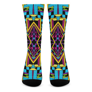 Ethnic Psychedelic Trippy Print Crew Socks