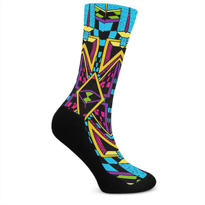 Ethnic Psychedelic Trippy Print Crew Socks