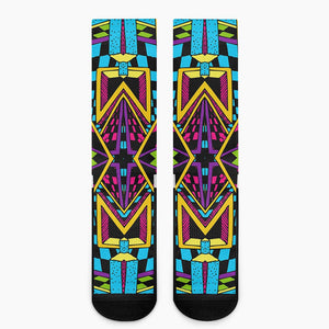 Ethnic Psychedelic Trippy Print Crew Socks