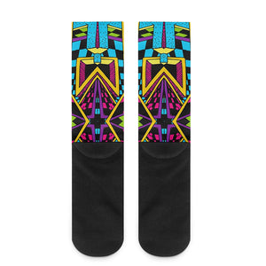 Ethnic Psychedelic Trippy Print Crew Socks