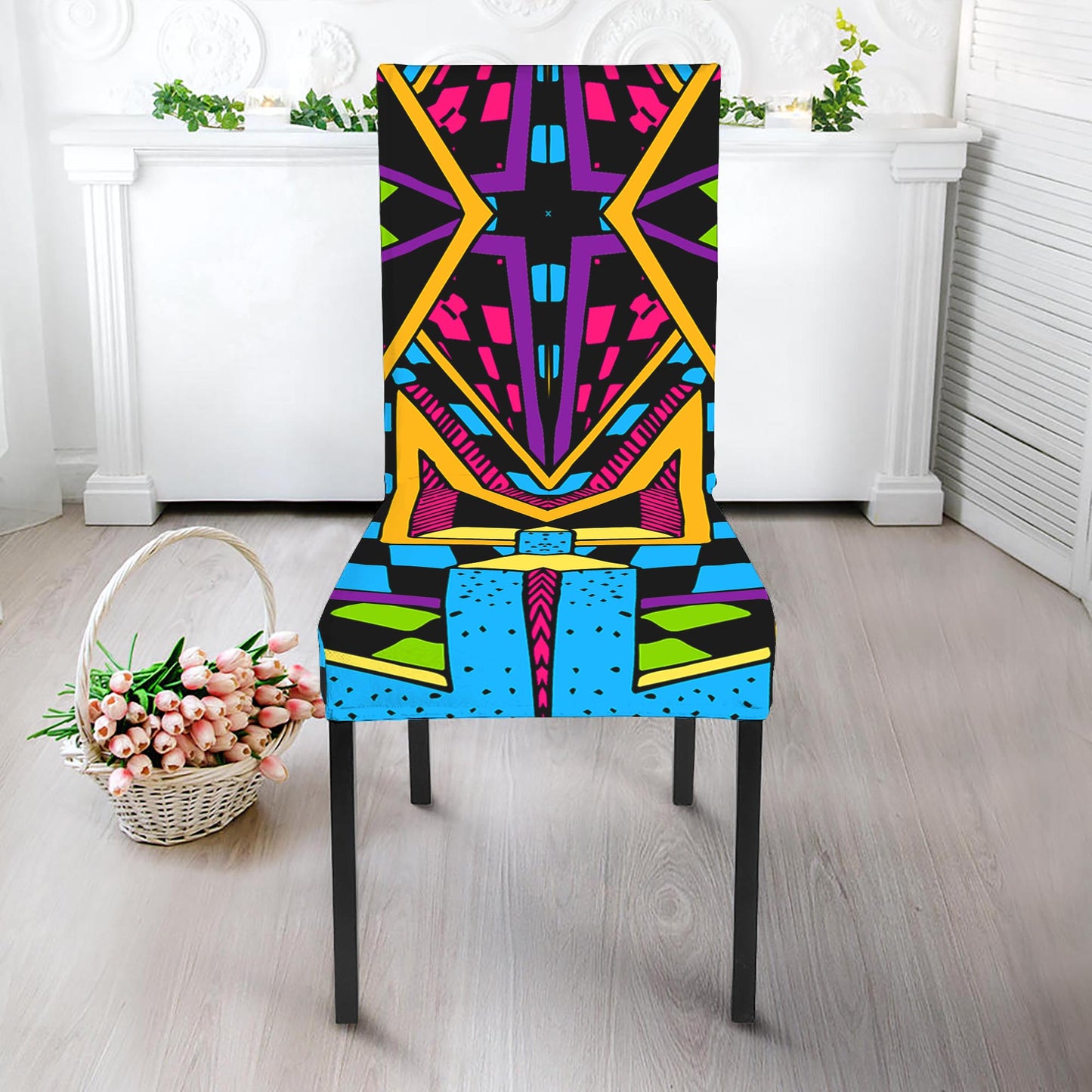 Ethnic Psychedelic Trippy Print Dining Chair Slipcover