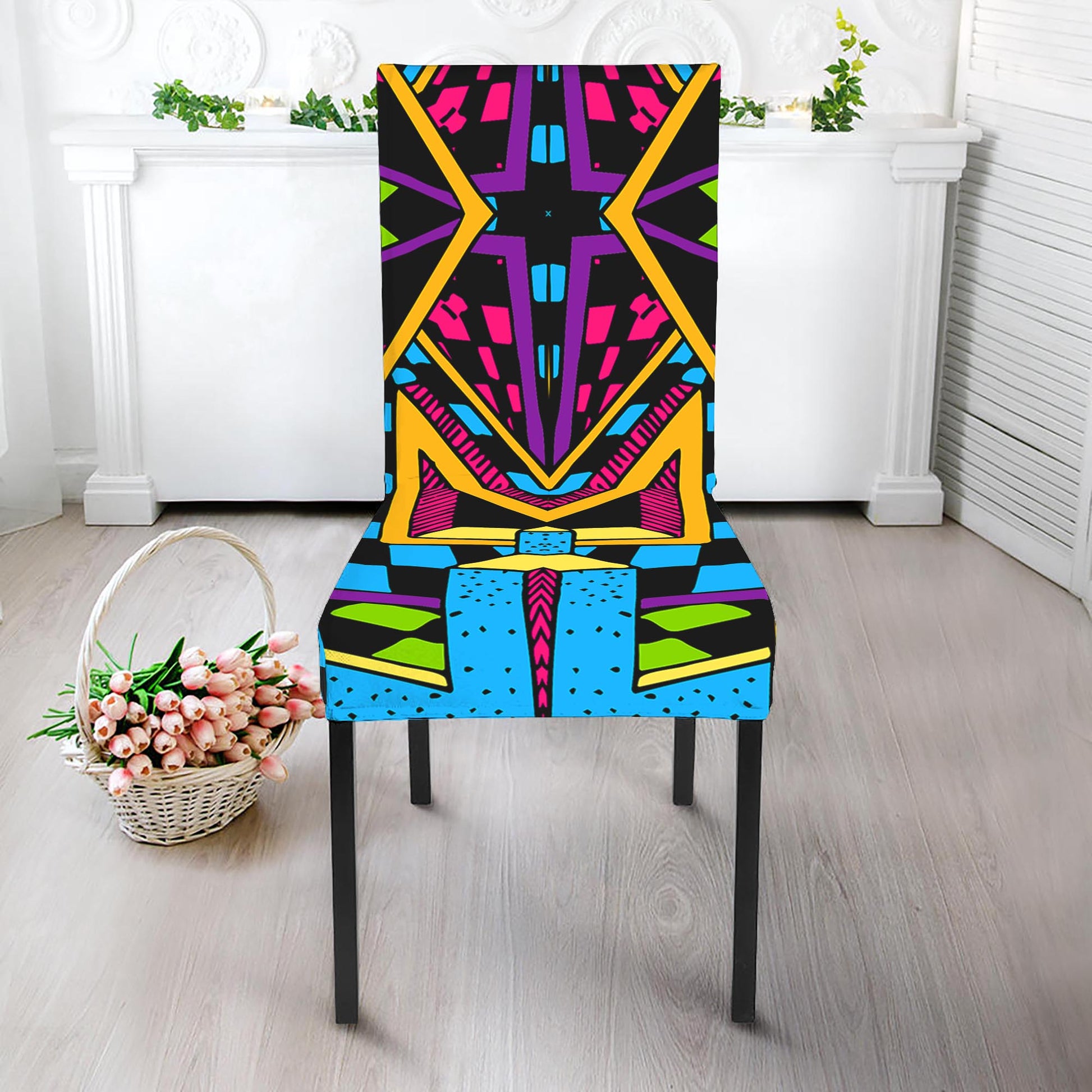 Ethnic Psychedelic Trippy Print Dining Chair Slipcover