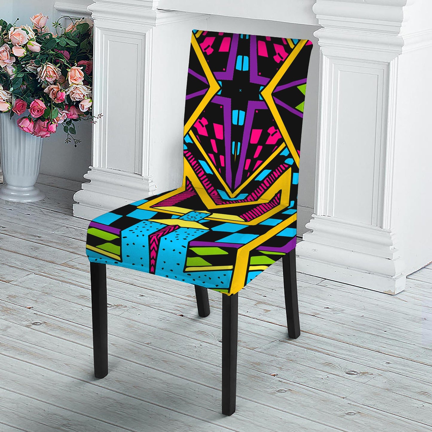 Ethnic Psychedelic Trippy Print Dining Chair Slipcover
