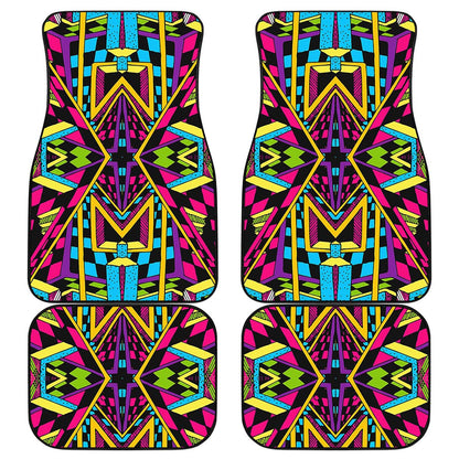Ethnic Psychedelic Trippy Print Front and Back Car Floor Mats