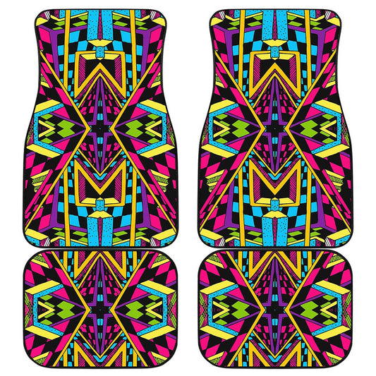 Ethnic Psychedelic Trippy Print Front and Back Car Floor Mats