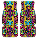 Ethnic Psychedelic Trippy Print Front and Back Car Floor Mats