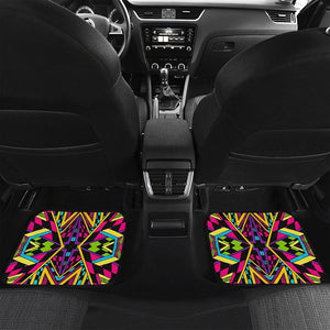 Ethnic Psychedelic Trippy Print Front and Back Car Floor Mats