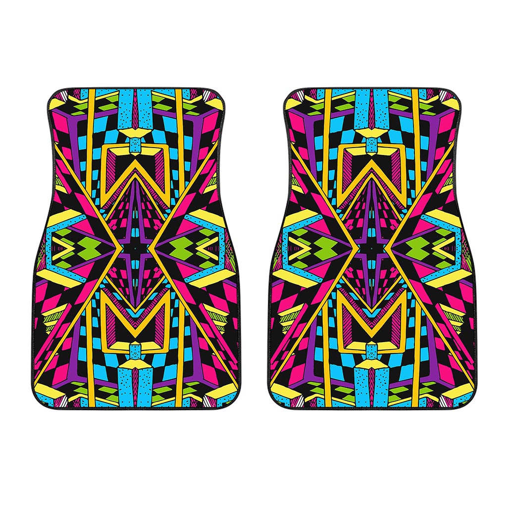 Ethnic Psychedelic Trippy Print Front Car Floor Mats