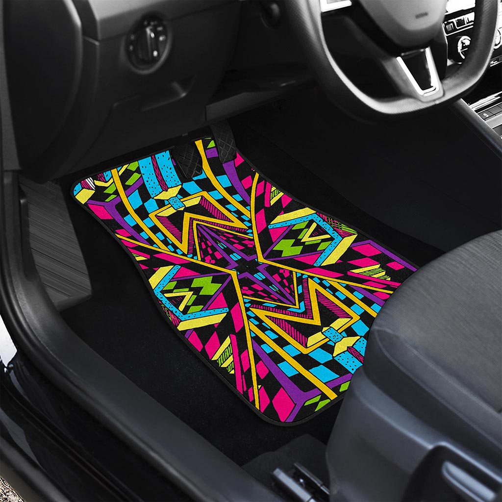 Ethnic Psychedelic Trippy Print Front Car Floor Mats