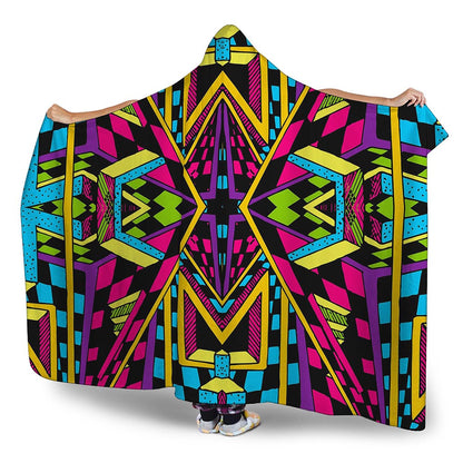 Ethnic Psychedelic Trippy Print Hooded Blanket