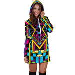 Ethnic Psychedelic Trippy Print Hoodie Dress GearFrost