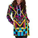 Ethnic Psychedelic Trippy Print Hoodie Dress GearFrost