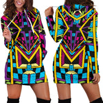Ethnic Psychedelic Trippy Print Hoodie Dress GearFrost