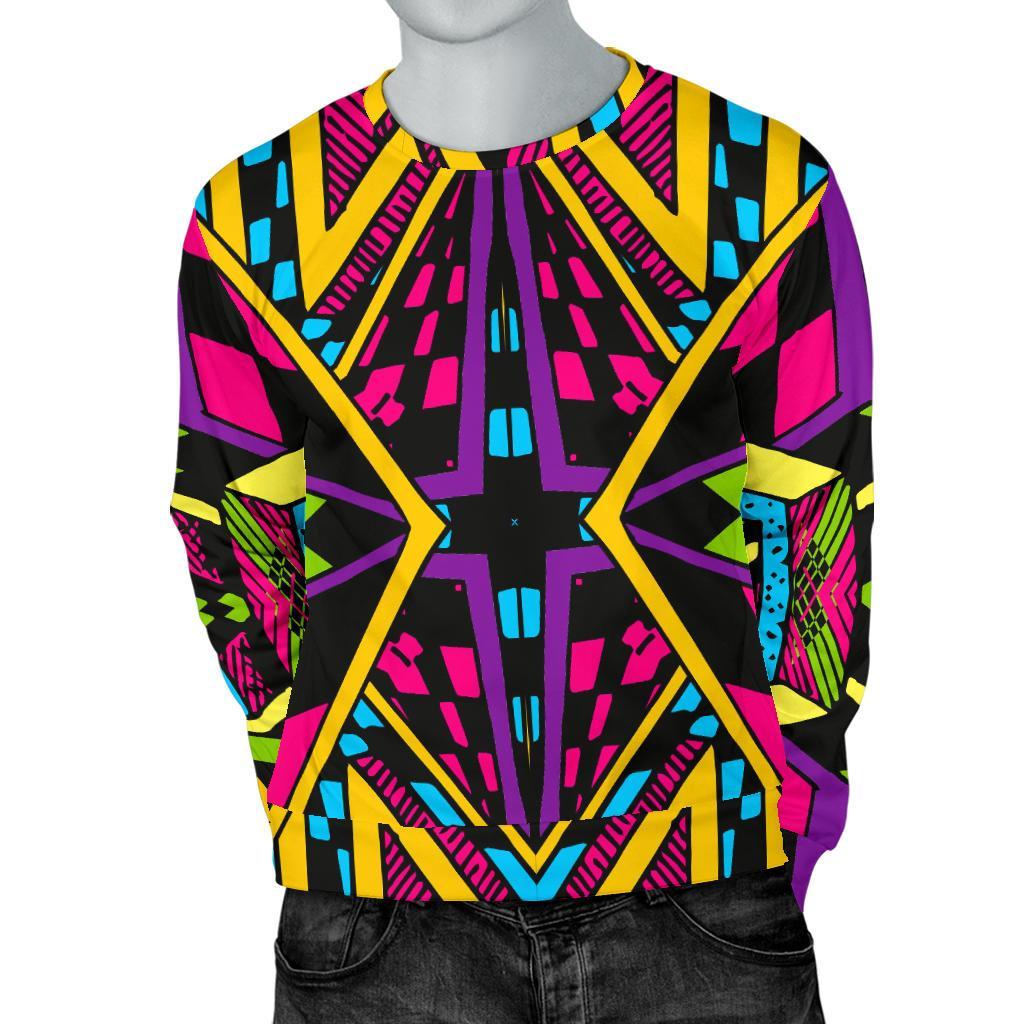 Ethnic Psychedelic Trippy Print Men's Crewneck Sweatshirt GearFrost