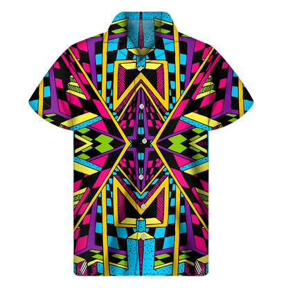 Ethnic Psychedelic Trippy Print Men's Short Sleeve Shirt