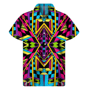 Ethnic Psychedelic Trippy Print Men's Short Sleeve Shirt