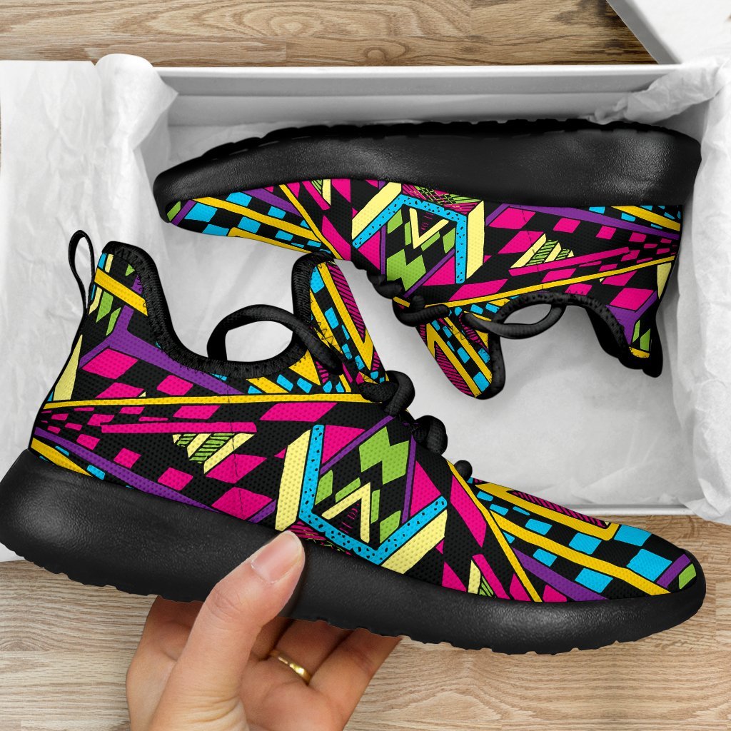 Ethnic Psychedelic Trippy Print Mesh Knit Shoes GearFrost