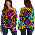 Ethnic Psychedelic Trippy Print Off The Shoulder Sweatshirt
