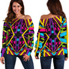 Ethnic Psychedelic Trippy Print Off Shoulder Sweatshirt GearFrost