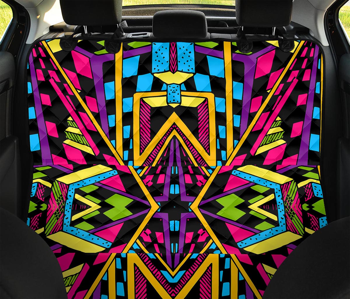 Ethnic Psychedelic Trippy Print Pet Car Back Seat Cover