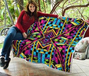 Ethnic Psychedelic Trippy Print Quilt