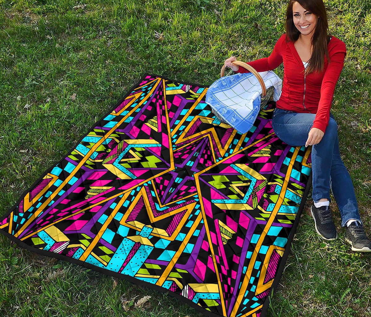 Ethnic Psychedelic Trippy Print Quilt