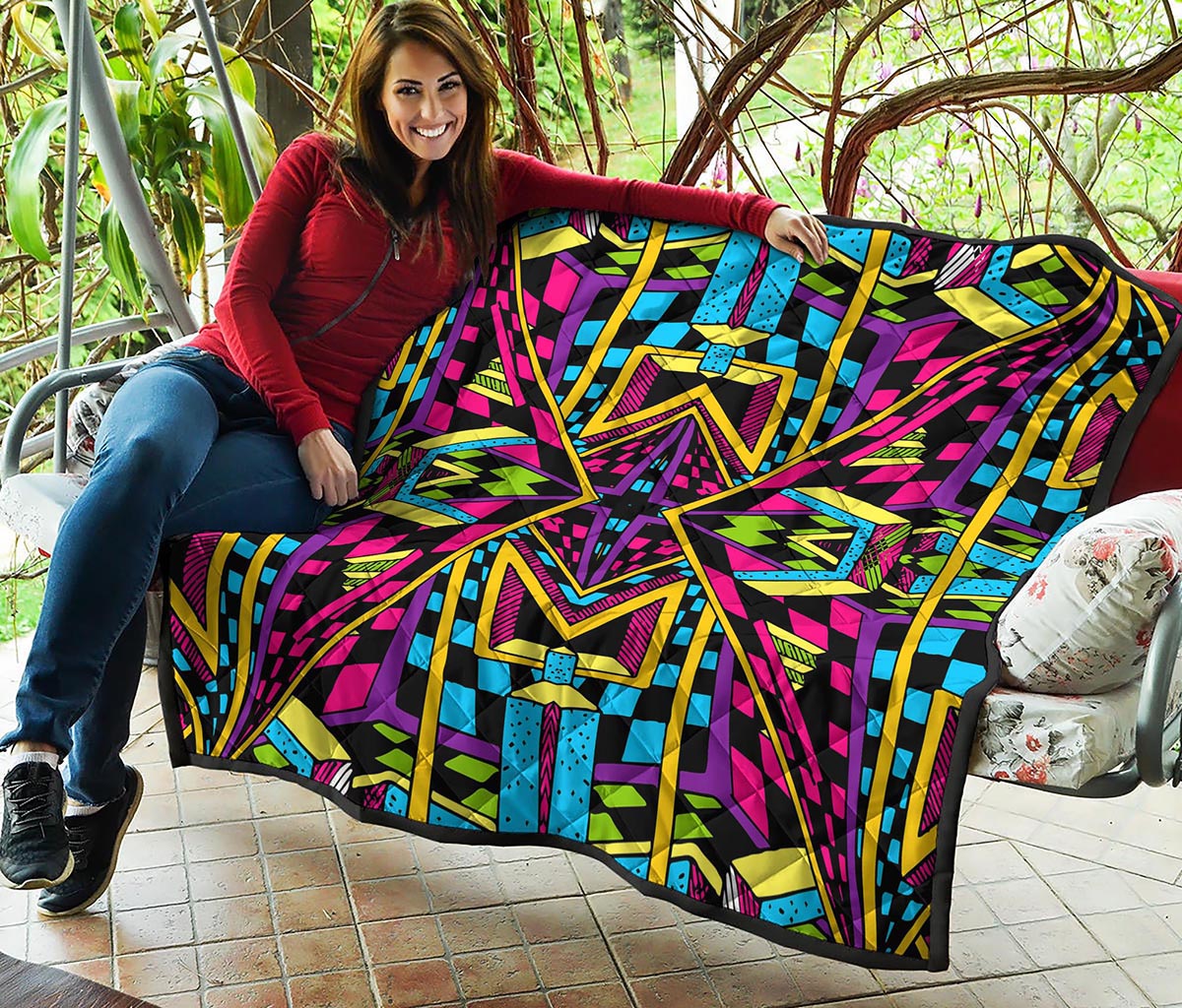 Ethnic Psychedelic Trippy Print Quilt