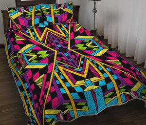 Ethnic Psychedelic Trippy Print Quilt Bed Set