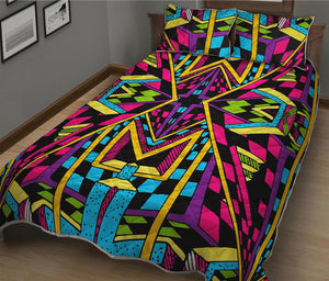 Ethnic Psychedelic Trippy Print Quilt Bed Set