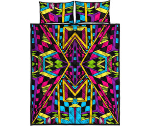 Ethnic Psychedelic Trippy Print Quilt Bed Set