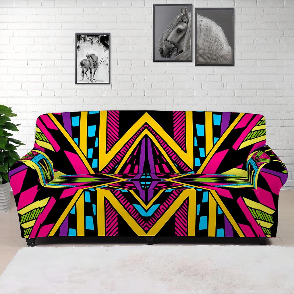 Ethnic Psychedelic Trippy Print Sofa Cover