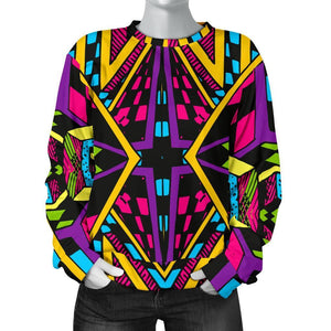 Ethnic Psychedelic Trippy Print Women's Crewneck Sweatshirt GearFrost