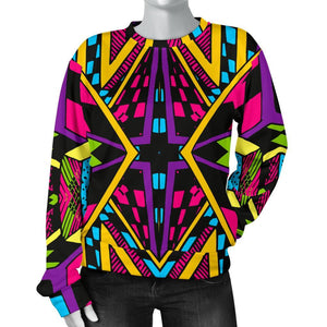 Ethnic Psychedelic Trippy Print Women's Crewneck Sweatshirt GearFrost