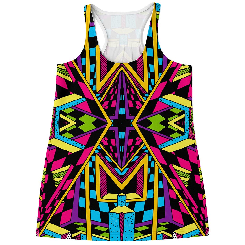 Ethnic Psychedelic Trippy Print Women's Racerback Tank Top