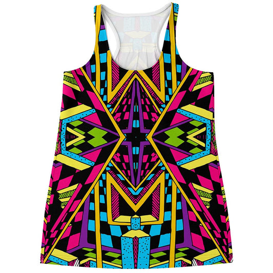 Ethnic Psychedelic Trippy Print Women's Racerback Tank Top