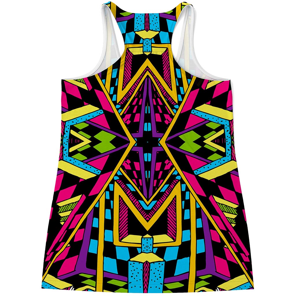 Ethnic Psychedelic Trippy Print Women's Racerback Tank Top