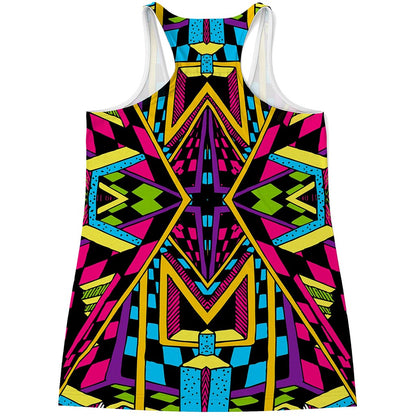 Ethnic Psychedelic Trippy Print Women's Racerback Tank Top