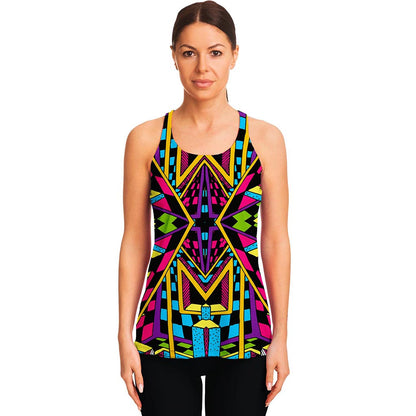 Ethnic Psychedelic Trippy Print Women's Racerback Tank Top