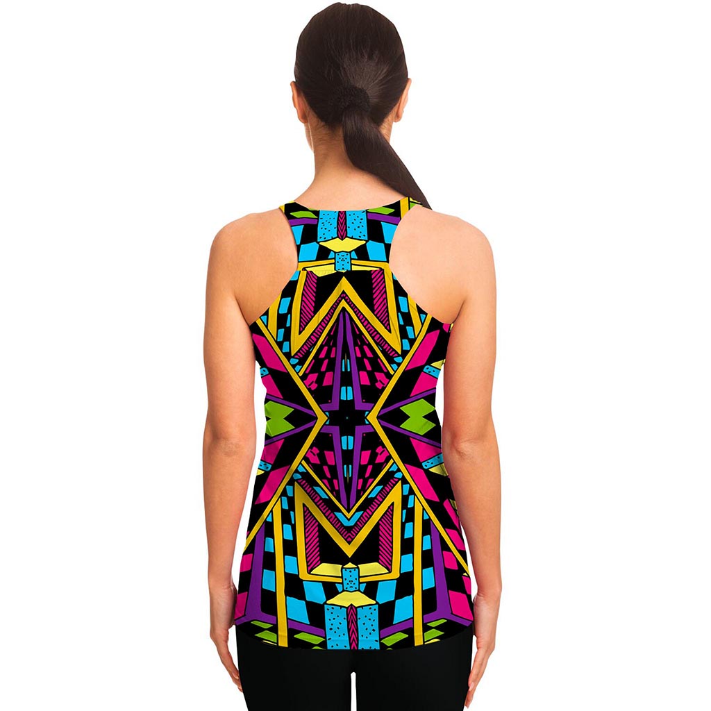 Ethnic Psychedelic Trippy Print Women's Racerback Tank Top