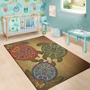 Ethnic Sea Turtles Print Area Rug